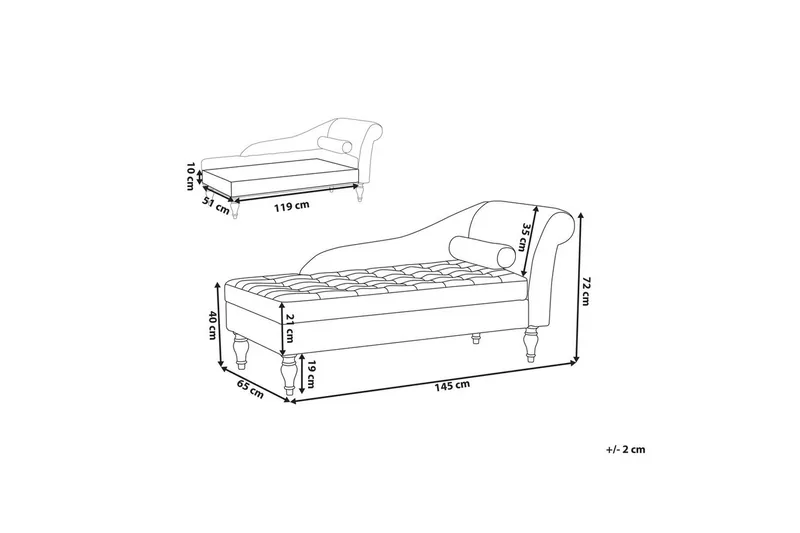 Schäslong Beliani Pessac Beige, svart, Högervänd Light grey Right-faced - Møbler - Sofaer - Modulsofaer - Andre moduler til modulsofa
