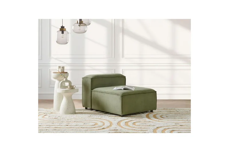 Sittsektion Beliani Ardal Beige, svart, Polyester Green - Grøn - Møbler - Sofaer - Modulsofaer - Midtermodul