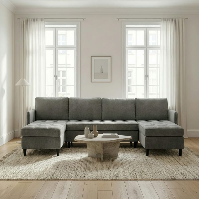 U-formet sofa Loft24 Lindhus Grå Chenille - Grå - Møbler - Sofaer - Modulsofaer - Komplet modulsofa