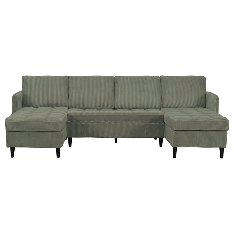 U-formet sofa Loft24 Lindhus Grøn Fløjl - Grøn - Møbler - Sofaer - Modulsofaer - Komplet modulsofa