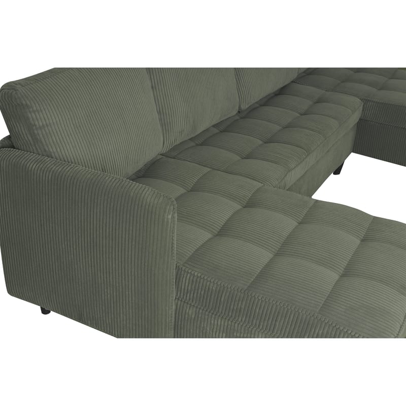 U-formet sofa Loft24 Lindhus Grøn Fløjl - Grøn - Møbler - Sofaer - Modulsofaer - Komplet modulsofa