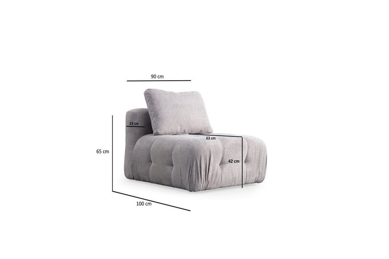 Yvara Mittmodul 90 cm - Lysegrå - Møbler - Sofaer - Modulsofaer - Midtermodul