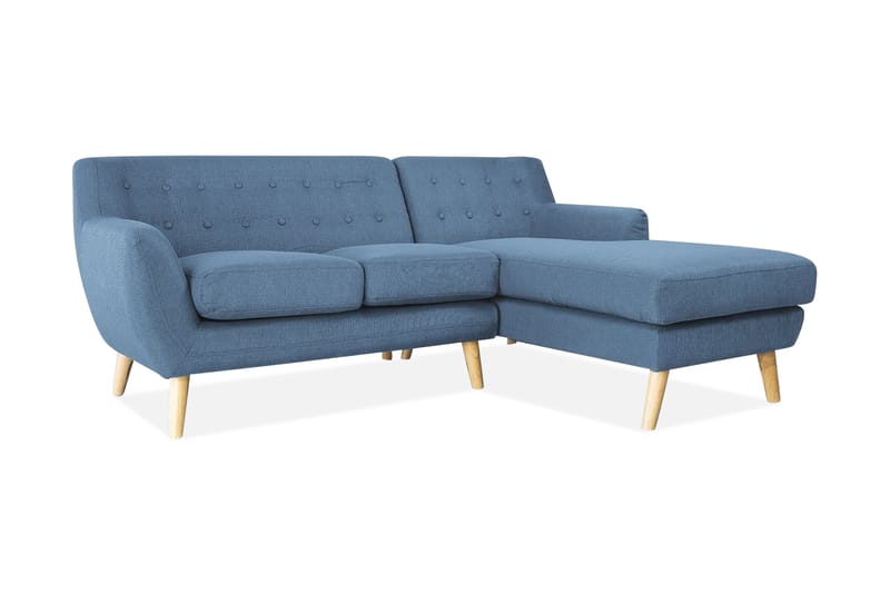 Motala hjørnesofa 140 cm - Blå - 3 personers sofa med chaiselong - Sofa med chaiselong