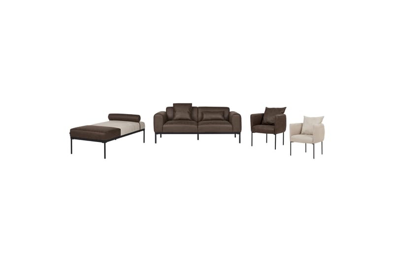 Naklund Sofa 2-personers - Brun/Sort - Møbler - Sofaer - Lædersofaer