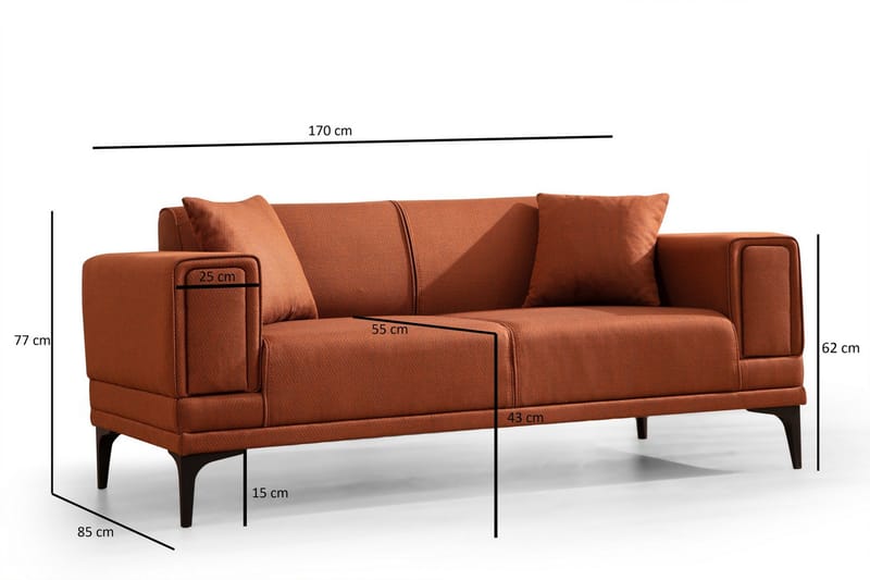 Naoko 3-Pers. Sofa - Rød - Møbler - Sofaer - 2 personers sofa