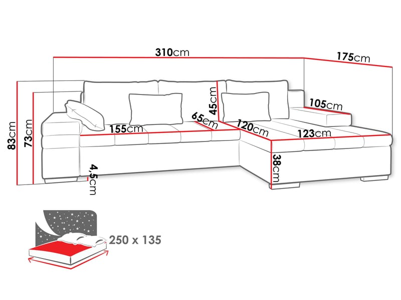 Naoma 4-personers Sofa med Chaiselong Venstre - Møbler - Sofaer - Hjørnesofa