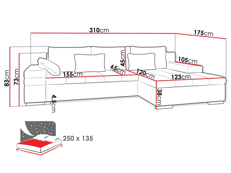 Naoma 4-personers Sofa med Chaiselong Højre - Møbler - Sofaer - Hjørnesofa