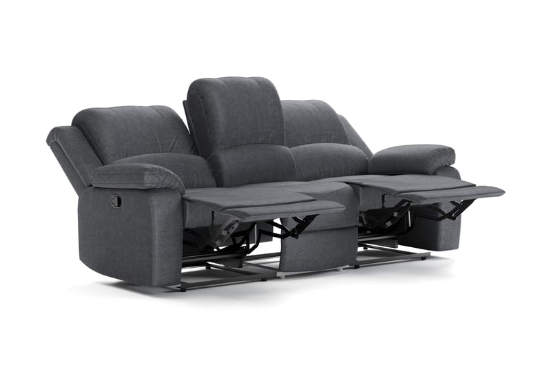 Norbo Recliner Sofa - Fällbar sofa 3-personers - Biografsofa i stof - Mørkegrå - Møbler - Sofaer - 3 personers sofa