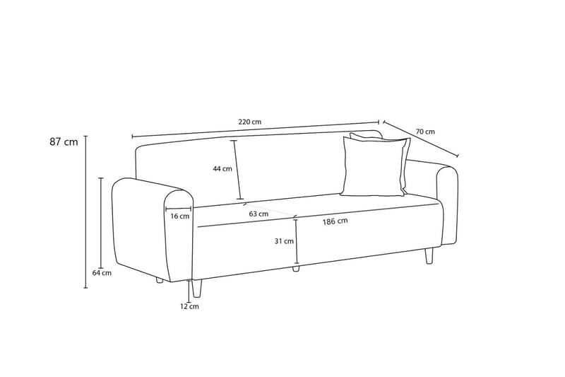 Noya 3-personers Sofa - Creme - Møbler - Sofaer - 3 personers sofa
