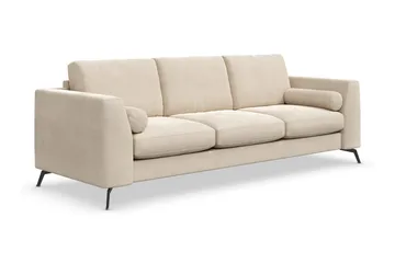 Ocean Lyx 3-personers Fløjlssofa med Nakkeruller - Beige - Møbler - Sofaer - Velour sofaer