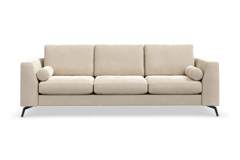 Ocean Lyx 3-personers Fløjlssofa med Nakkeruller, Beige