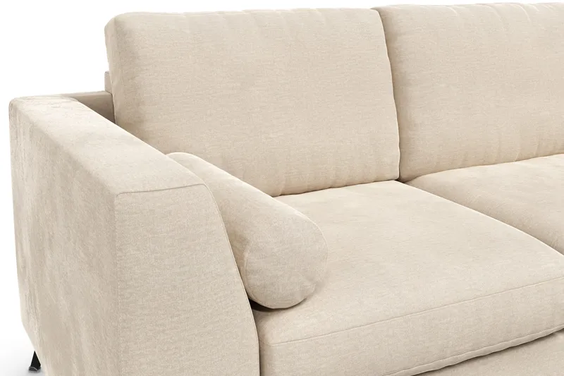 Ocean Lyx 3-personers Fløjlssofa med Nakkeruller - Beige - Møbler - Sofaer - Velour sofaer
