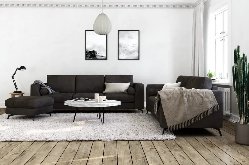 Ocean Lyx 3-personers Fløjlssofa - Mørkegrå - Møbler - Sofaer - Velour sofaer