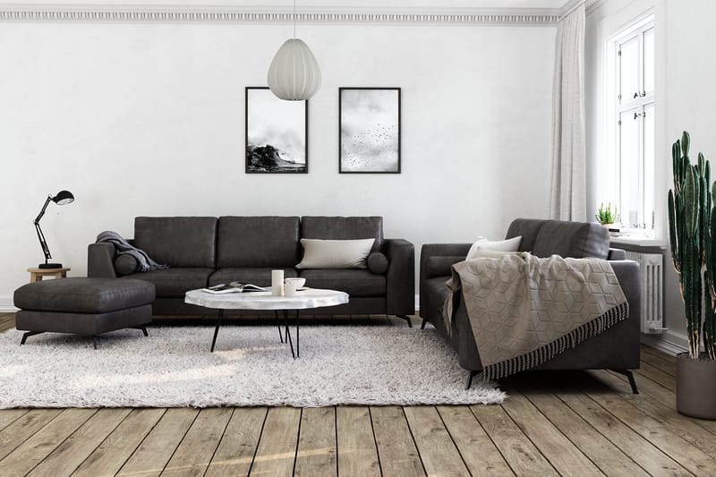 Ocean Lyx 3-personers Sofa i Kunstlæder - Mørkegrå - Møbler - Sofaer - Lædersofaer