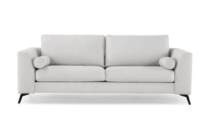 Ocean Lyx 3-personers Sofa med Nakkeruller 222 cm i Stof, Beige|Hvid|Grå