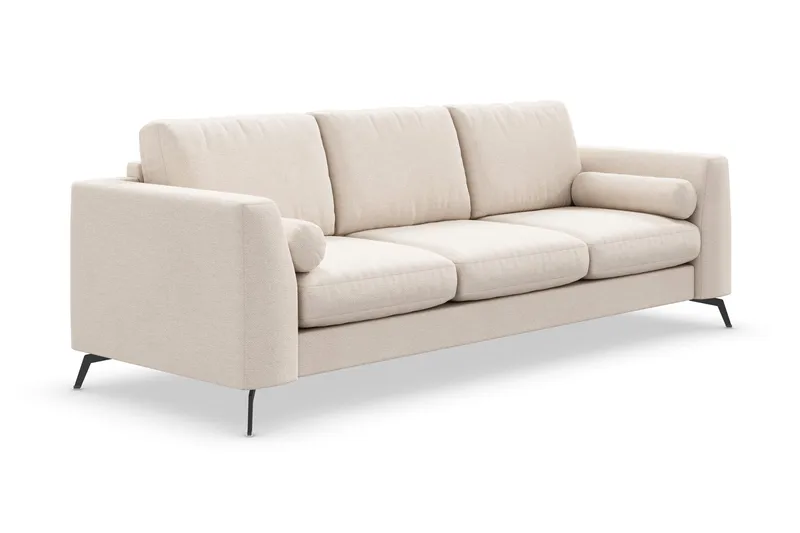 Ocean Lyx 4-personers Chenillesofa med Nakkeruller - Beige - Møbler - Sofaer - 4 personers sofa