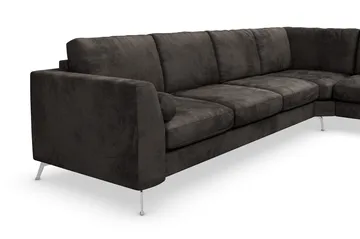 Ocean Lyx 5-personers Vendbar L-formet Hjørnesofa i Fløjl - Mørkegrå - Møbler - Sofaer - Hjørnesofa