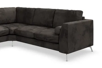 Ocean Lyx 5-personers Vendbar L-formet Hjørnesofa i Fløjl - Mørkegrå - Møbler - Sofaer - Hjørnesofa