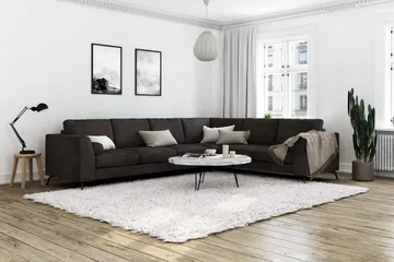 Ocean Lyx 5-personers Vendbar L-formet Hjørnesofa i Fløjl - Mørkegrå - Møbler - Sofaer - Hjørnesofa