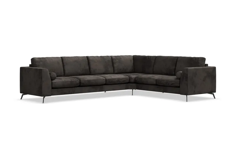Ocean Lyx 5-personers Vendbar L-formet Hjørnesofa i Fløjl - Mørkegrå - Møbler - Sofaer - Hjørnesofa