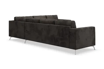 Ocean Lyx 5-personers Vendbar L-formet Hjørnesofa i Fløjl - Mørkegrå - Møbler - Sofaer - Hjørnesofa