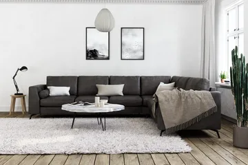 Ocean Lyx 5-personers Vendbar L-formet Hjørnesofa i Kunstlæder - Mørkegrå - Møbler - Sofaer - Lædersofaer
