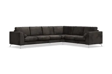 Ocean Lyx 5-personers Vendbar L-formet Hjørnesofa i Fløjl - Mørkegrå - Møbler - Sofaer - Hjørnesofa