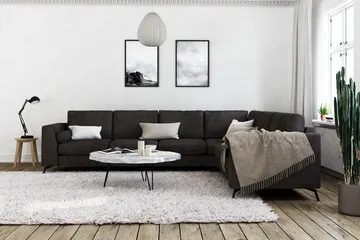 Ocean Lyx 5-personers Vendbar L-formet Hjørnesofa i Fløjl - Mørkegrå - Møbler - Sofaer - Hjørnesofa