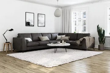 Ocean Lyx 5-personers Vendbar L-formet Hjørnesofa i Kunstlæder - Mørkegrå - Møbler - Sofaer - Lædersofaer