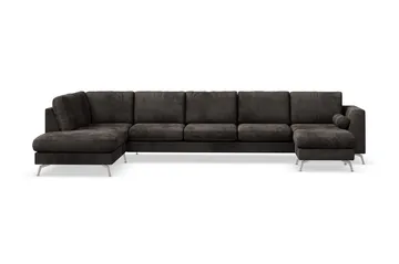 Ocean Lyx 6-personers Venstrevendt U-formet Sofa med Divan og Chaiselong + Fodskammel i Fløjl