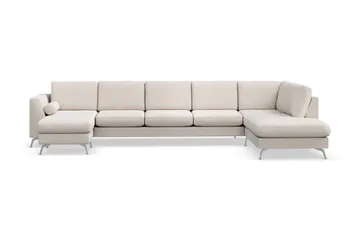 Ocean Lyx 6-personers Højrevendt U-formet Sofa med Divan og Chaiselong + Fodskammel i Stof