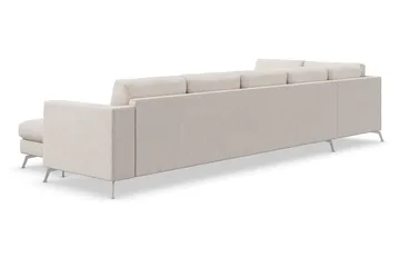 Ocean Lyx 6-personers Venstrevendt U-formet Sofa med Divan og Chaiselong + Fodskammel i Stof - Beige - Møbler - Sofaer - U Sofa