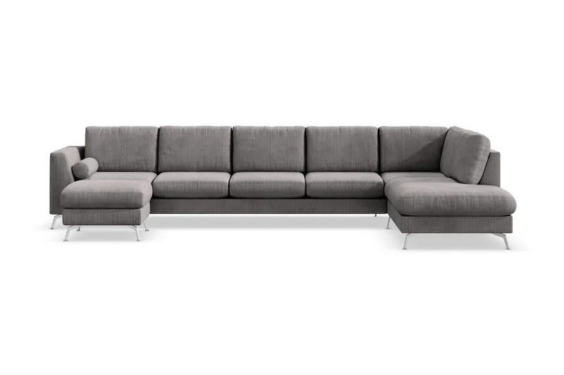Ocean Lyx 6-personers Højrevendt U-formet Sofa med Divan og Chaiselong + Fodskammel i Manchester, Mørkegrå