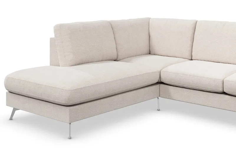 Ocean Lyx 6-personers Venstrevendt U-formet Sofa med Divan og Chaiselong + Fodskammel i Stof - Beige - Møbler - Sofaer - U Sofa