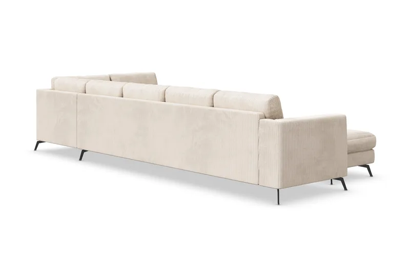 Ocean Lyx 6-personers Højrevendt U-formet Sofa med Divan og Chaiselong + Fodskammel i Manchester - Beige - Møbler - Sofaer - U Sofa
