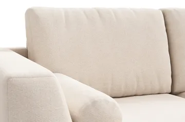 Ocean Lyx 6-personers højrevendt U-formet sofa med divan og chaiselong + fodskammel i stof - Beige - Møbler - Sofaer - U Sofa