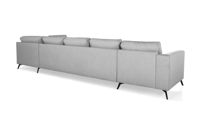 Ocean Lyx 6-personers Højrevendt U-formet Sofa med Divan og Chaiselong + Fodskammel i Stof - Grå - Møbler - Sofaer - U Sofa