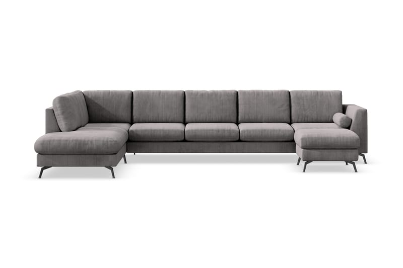 Ocean Lyx 6-personers Venstrevendt U-formet Sofa med Divan og Chaiselong + Fodskammel i Manchester, Mørkegrå