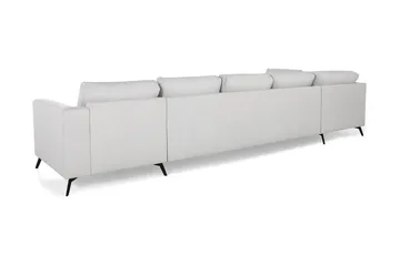 Ocean Lyx 6-personers Venstrevendt U-formet Sofa med Divan og Chaiselong + Fodskammel i Stof - Lysegrå - Møbler - Sofaer - U Sofa