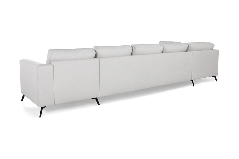 Ocean Lyx 6-personers Venstrevendt U-formet Sofa med Divan og Chaiselong + Fodskammel i Stof - Lysegrå - Møbler - Sofaer - U Sofa