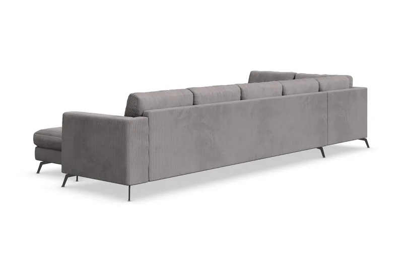 Ocean Lyx 6-personers Venstrevendt U-formet Sofa med Divan og Chaiselong + Fodskammel i Manchester - Mørkegrå - Møbler - Sofaer - U Sofa
