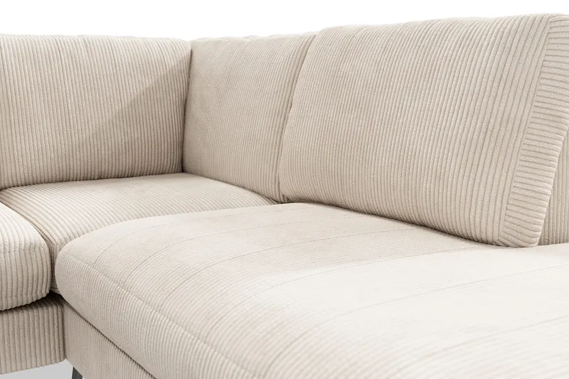 Ocean Lyx 6-personers Højrevendt U-formet Sofa med Divan og Chaiselong + Fodskammel i Manchester - Beige - Møbler - Sofaer - U Sofa