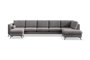 Ocean Lyx 6-personers Højrevendt U-formet Sofa med Divan og Chaiselong + Fodskammel i Manchester