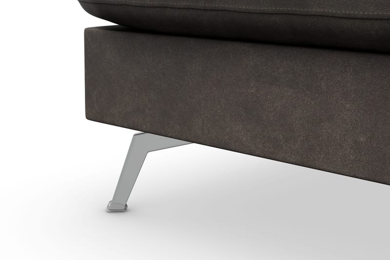 Ocean Lyx 6-personers Venstrevendt U-formet Sofa med Divan og Chaiselong + Fodskammel i Kunstlæder - Mørkegrå - Møbler - Sofaer - Lædersofaer