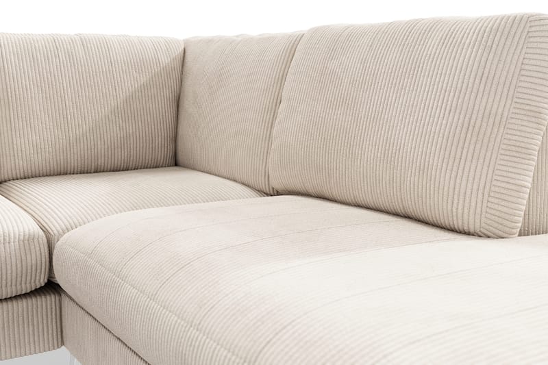 Ocean Lyx 6-personers Højrevendt U-formet Sofa med Divan og Chaiselong + Fodskammel i Manchester - Beige - Møbler - Sofaer - U Sofa