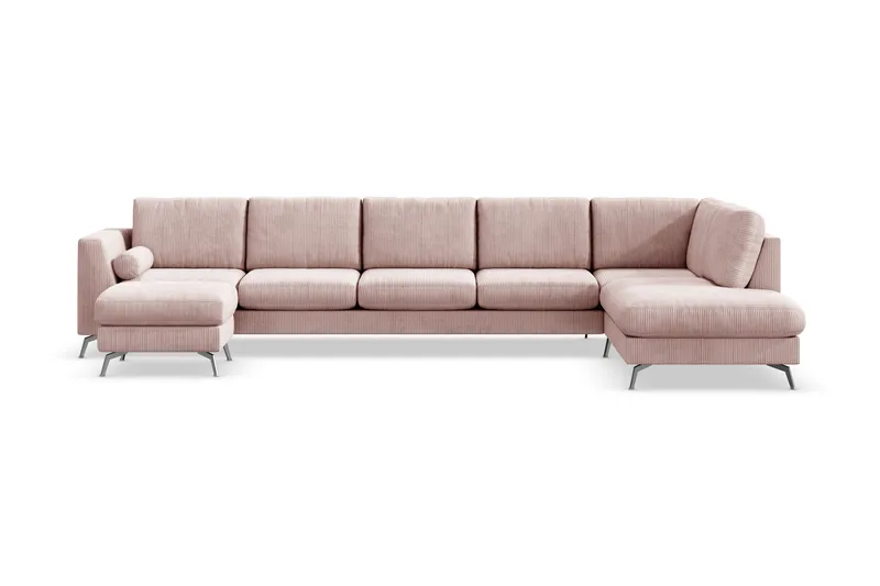 Ocean Lyx 6-personers Højrevendt U-formet Sofa med Divan og Chaiselong + Fodskammel i Manchester, Rosa