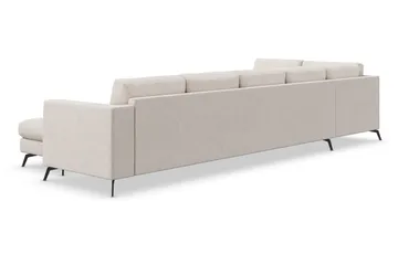 Ocean Lyx 6-personers venstrevendt U-formet sofa med divan og chaiselong + fodskammel i stof - Beige - Møbler - Sofaer - U Sofa