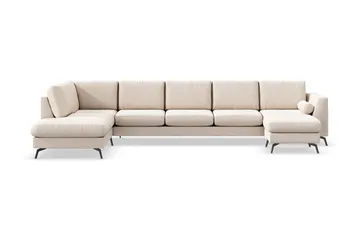 Ocean Lyx 6-personers Venstrevendt U-formet Sofa med Divan og Chaiselong + Fodskammel i Stof