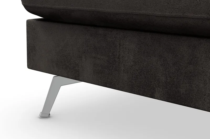 Ocean Lyx 6-personers Venstrevendt U-formet Sofa med Divan og Chaiselong + Fodskammel i Fløjl - Mørkegrå - Møbler - Sofaer - U Sofa