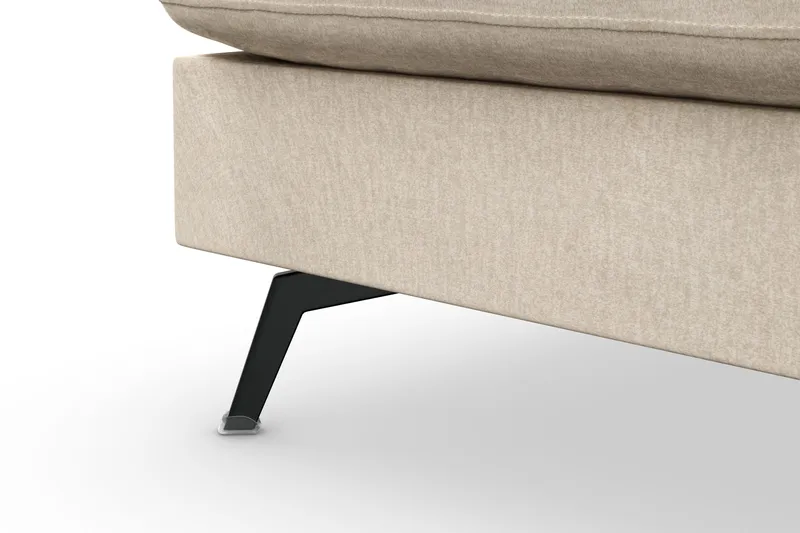 Ocean Lyx 6-personers Venstrevendt U-formet Sofa med Divan og Chaiselong + Fodskammel i Fløjl - Beige - Møbler - Sofaer - U Sofa